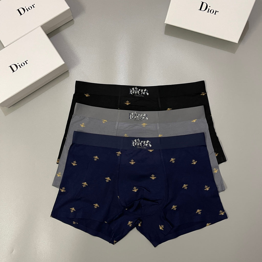 Dior Visible Colour, Waistband And Emblem Details Men's Boxer Briefs - 3-Piece Box