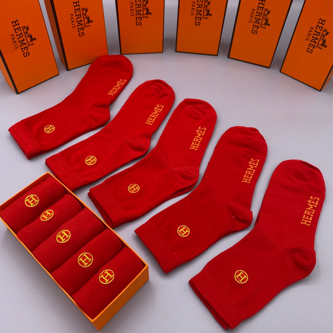 Hermes Crew Socks - 5-Pair Pack