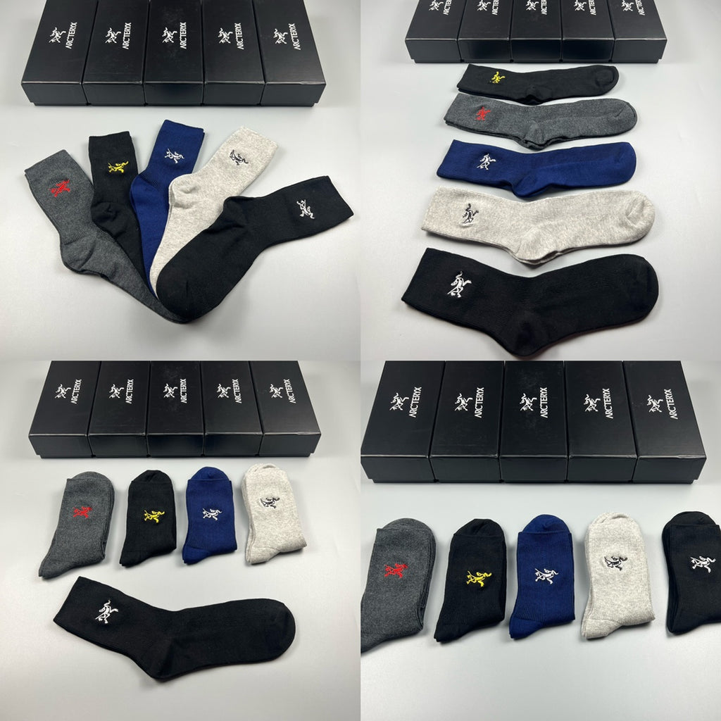 Arc'teryx Double-Needle Cotton Ankle Socks - 5-Pair Box