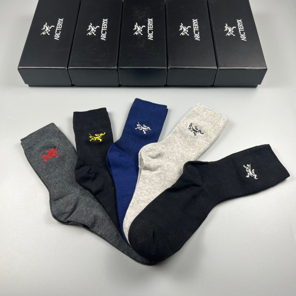 Arc'teryx Double-Needle Cotton Ankle Socks - 5-Pair Box