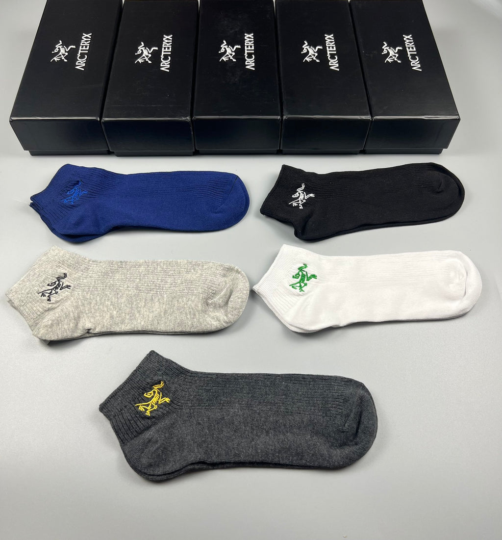 Arc'teryx Double-Needle Cotton Ankle Socks - 5-Pair Box