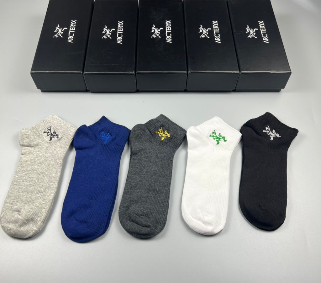 Arc'teryx Double-Needle Cotton Ankle Socks - 5-Pair Box
