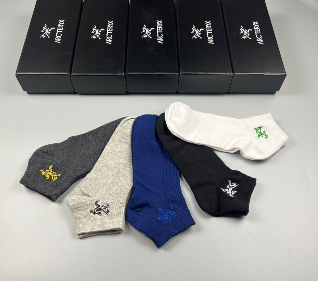Arc'teryx Double-Needle Cotton Ankle Socks - 5-Pair Box