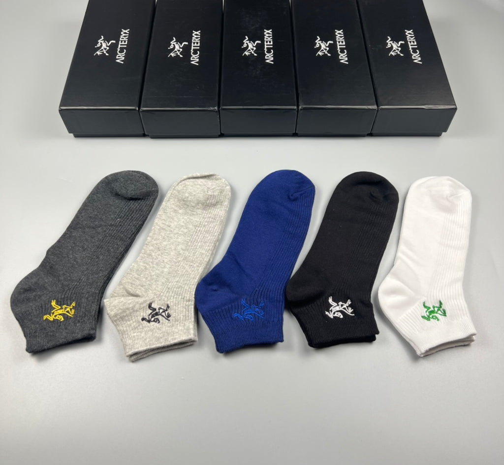 Arc'teryx Double-Needle Cotton Ankle Socks - 5-Pair Box