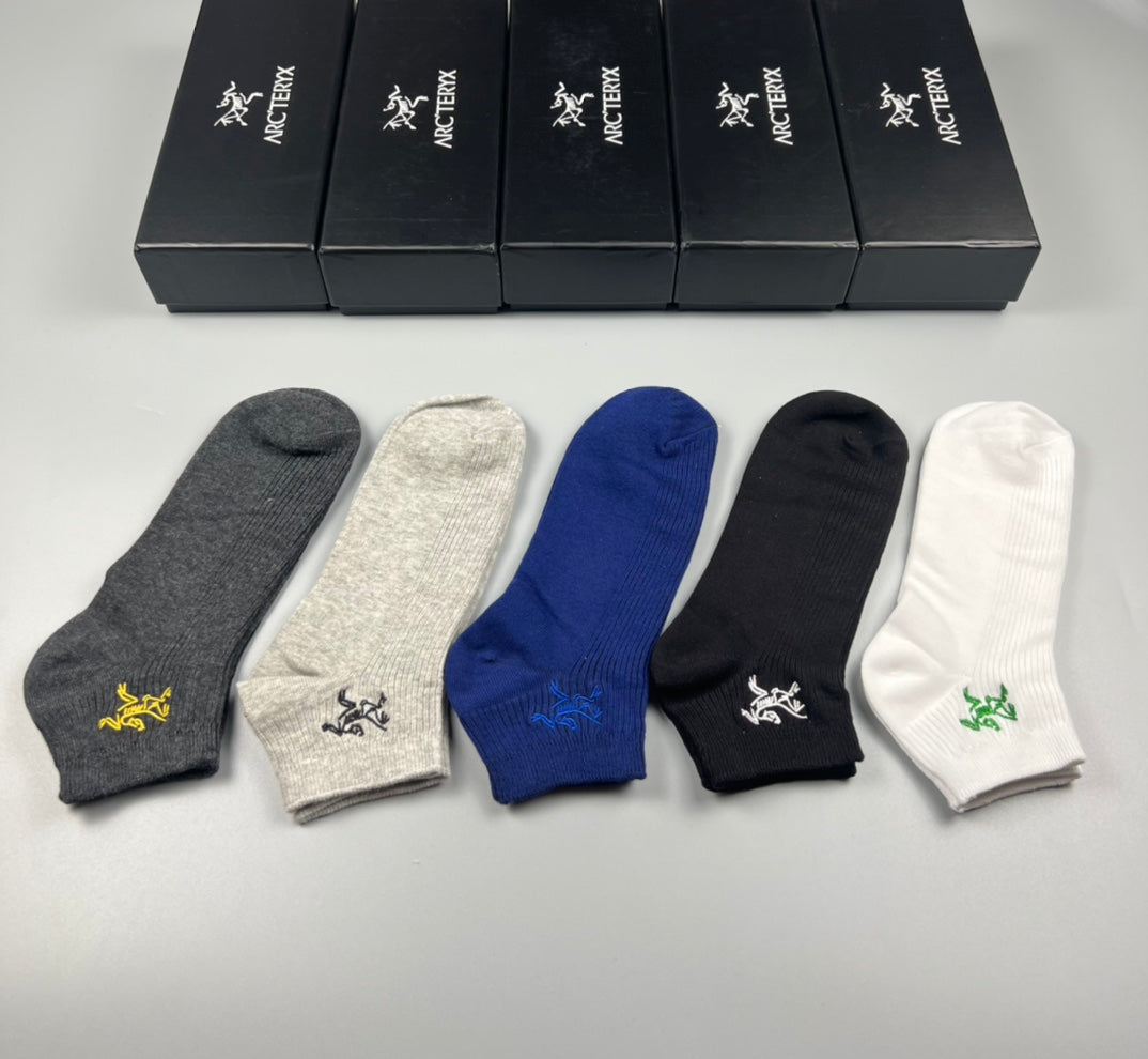 Arc'teryx Double-Needle Cotton Ankle Socks - 5-Pair Box