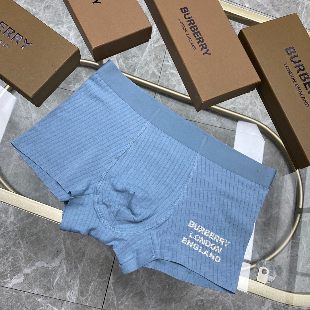 Burberry Cotton Visible Colour, Waistband And Emblem Details Men's Boxer Briefs - 3-Piece Box