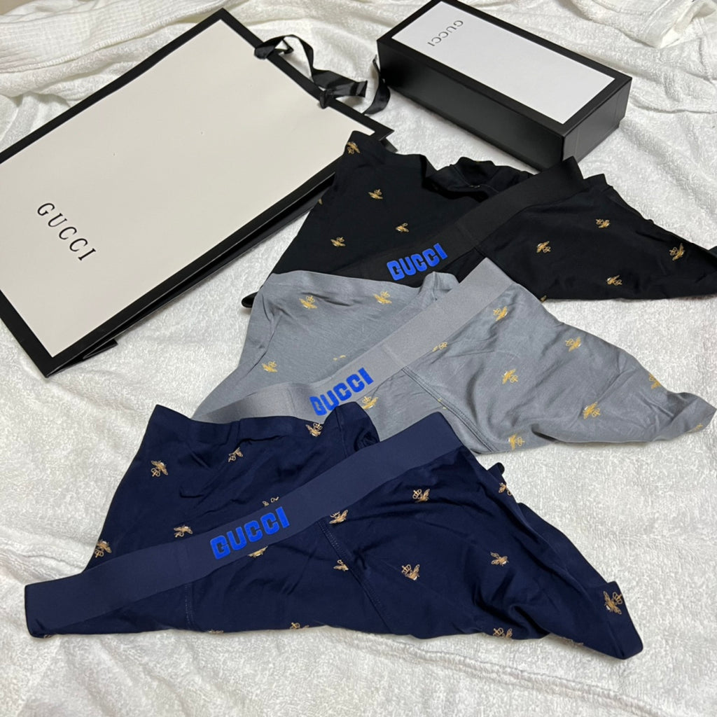 Gucci Small Bee-Style Motifs Men's Boxer Briefs - 3-Piece Box