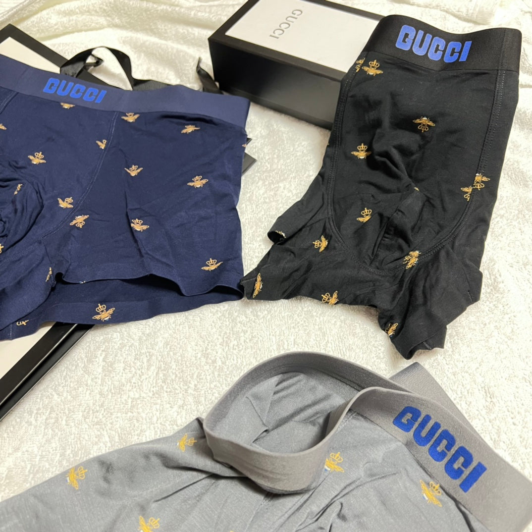Gucci Small Bee-Style Motifs Men's Boxer Briefs - 3-Piece Box