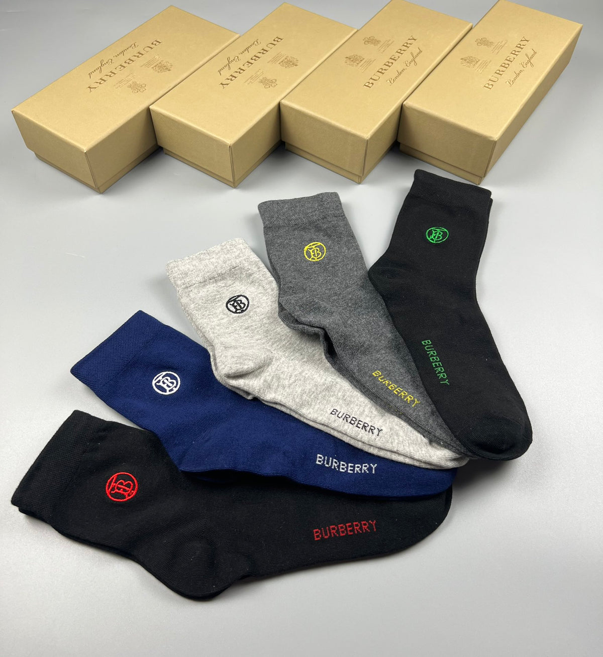 Burberry Cotton Crew Socks - 5-Pair Pack