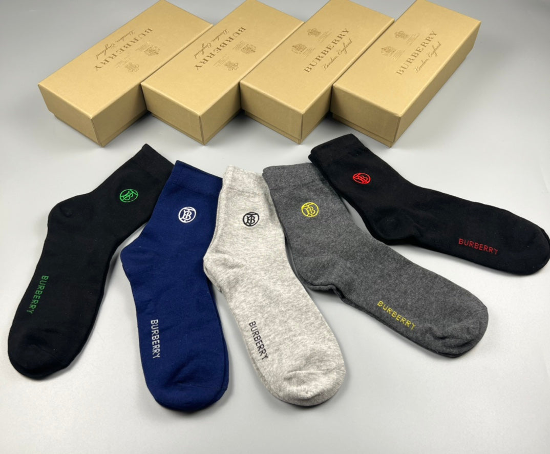 Burberry Cotton Crew Socks - 5-Pair Pack