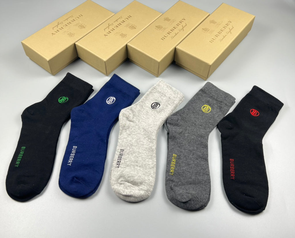 Burberry Cotton Crew Socks - 5-Pair Pack