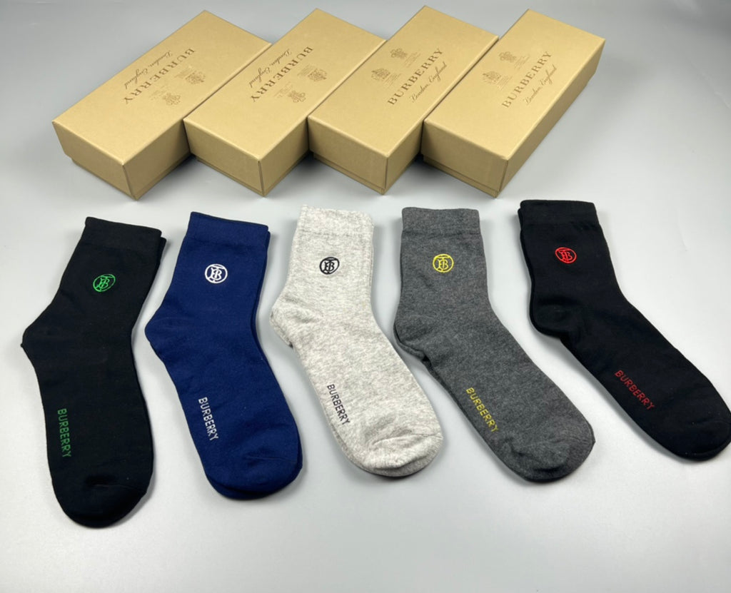 Burberry Cotton Crew Socks - 5-Pair Pack
