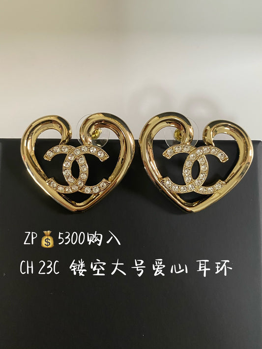 Heart Statement Earrings in Polished Metal-Tone main product view