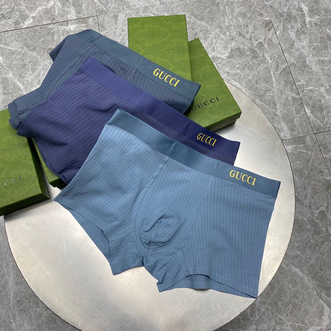 Gucci Restrained Waistband Lettering Men's Boxer Briefs - 3-Piece Box
