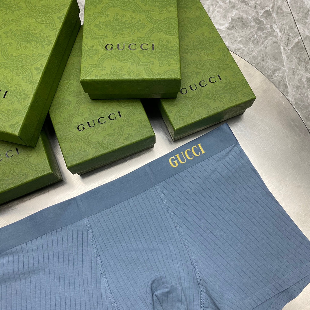 Gucci Restrained Waistband Lettering Men's Boxer Briefs - 3-Piece Box