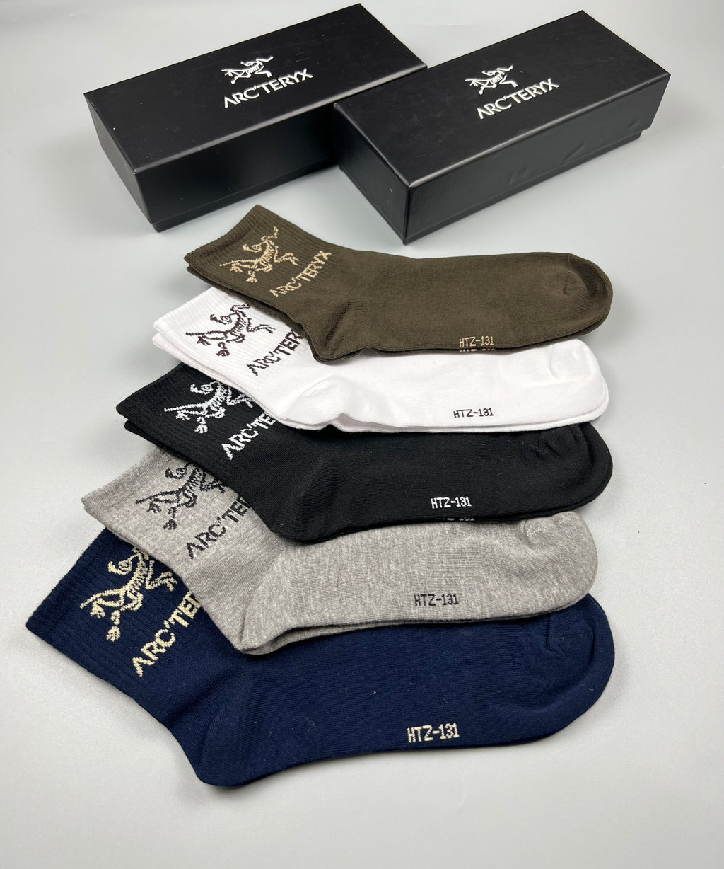 Arc'teryx Small Bird-Logo Details Crew Socks - 5-Pair Set