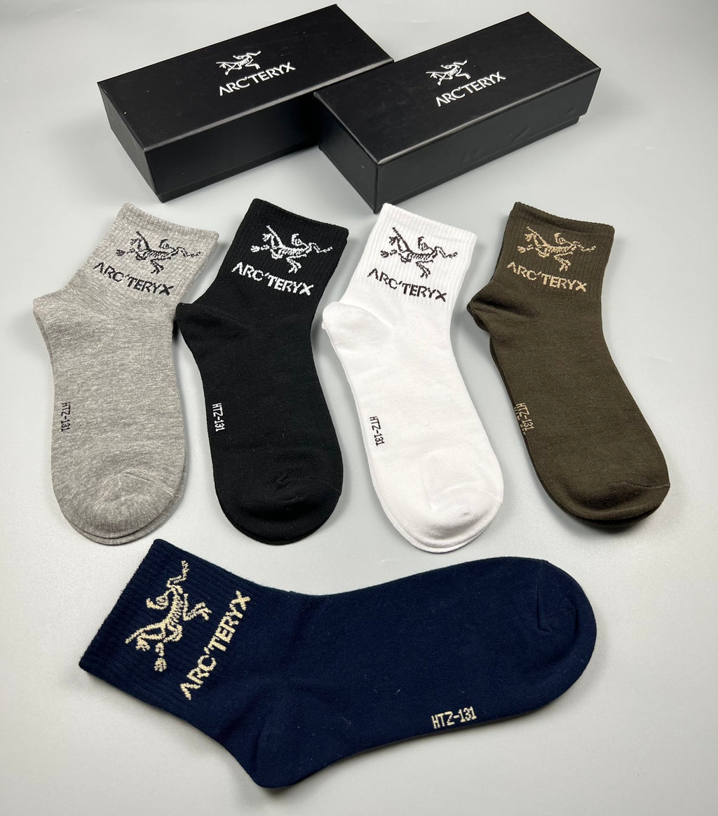 Arc'teryx Small Bird-Logo Details Crew Socks - 5-Pair Set