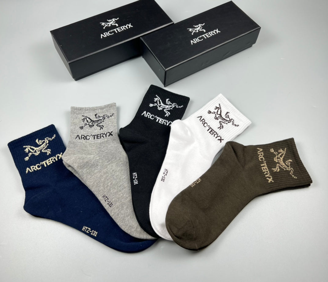 Arc'teryx Small Bird-Logo Details Crew Socks - 5-Pair Set