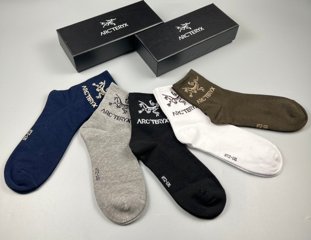 Arc'teryx Small Bird-Logo Details Crew Socks - 5-Pair Set