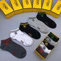 Fendi Contrast Lettering And Striped Cuffs Ankle Socks - 5-Pair Set