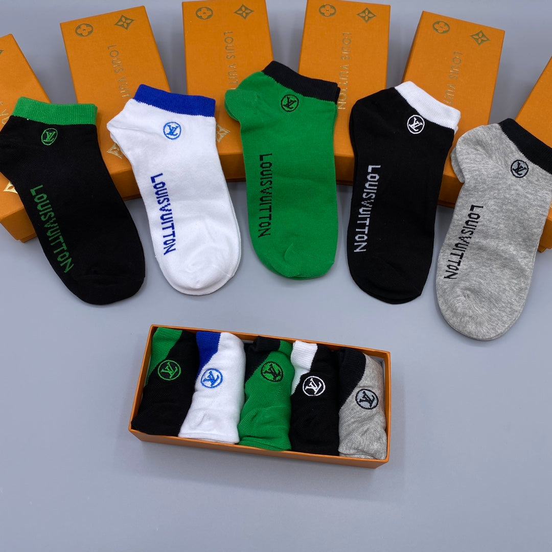 Louis Vuitton Restrained Wordmark Details No-Show Socks - 5-Pair Set