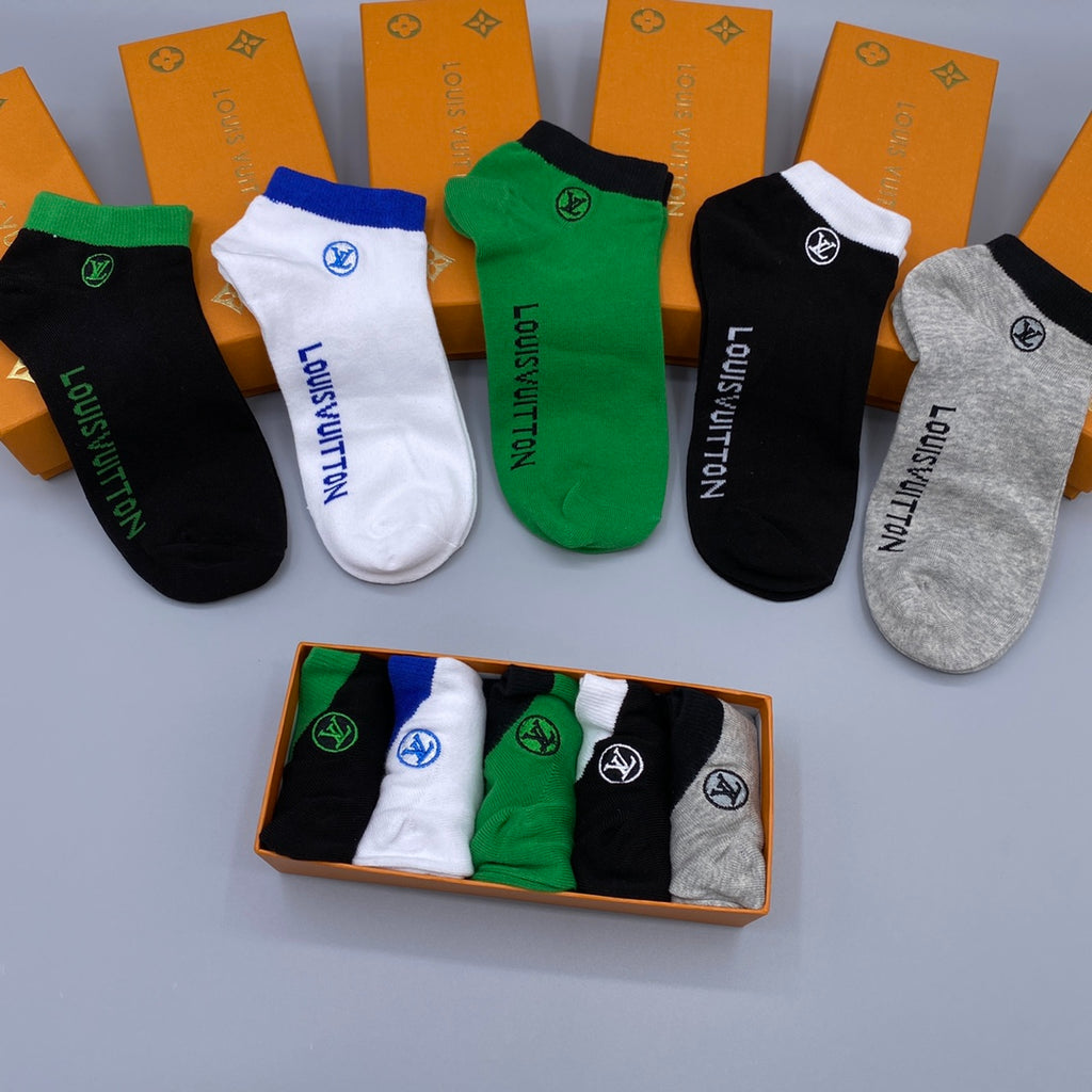 Louis Vuitton Clean Wordmarks No-Show Socks - 5-Pair Set