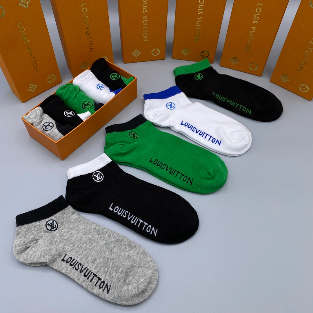 Louis Vuitton Restrained Wordmark Details No-Show Socks - 5-Pair Set
