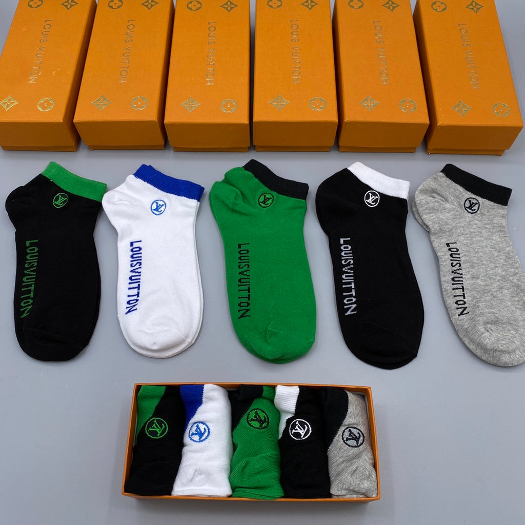 Louis Vuitton Wordmark Details No-Show Socks - 5-Pair Set