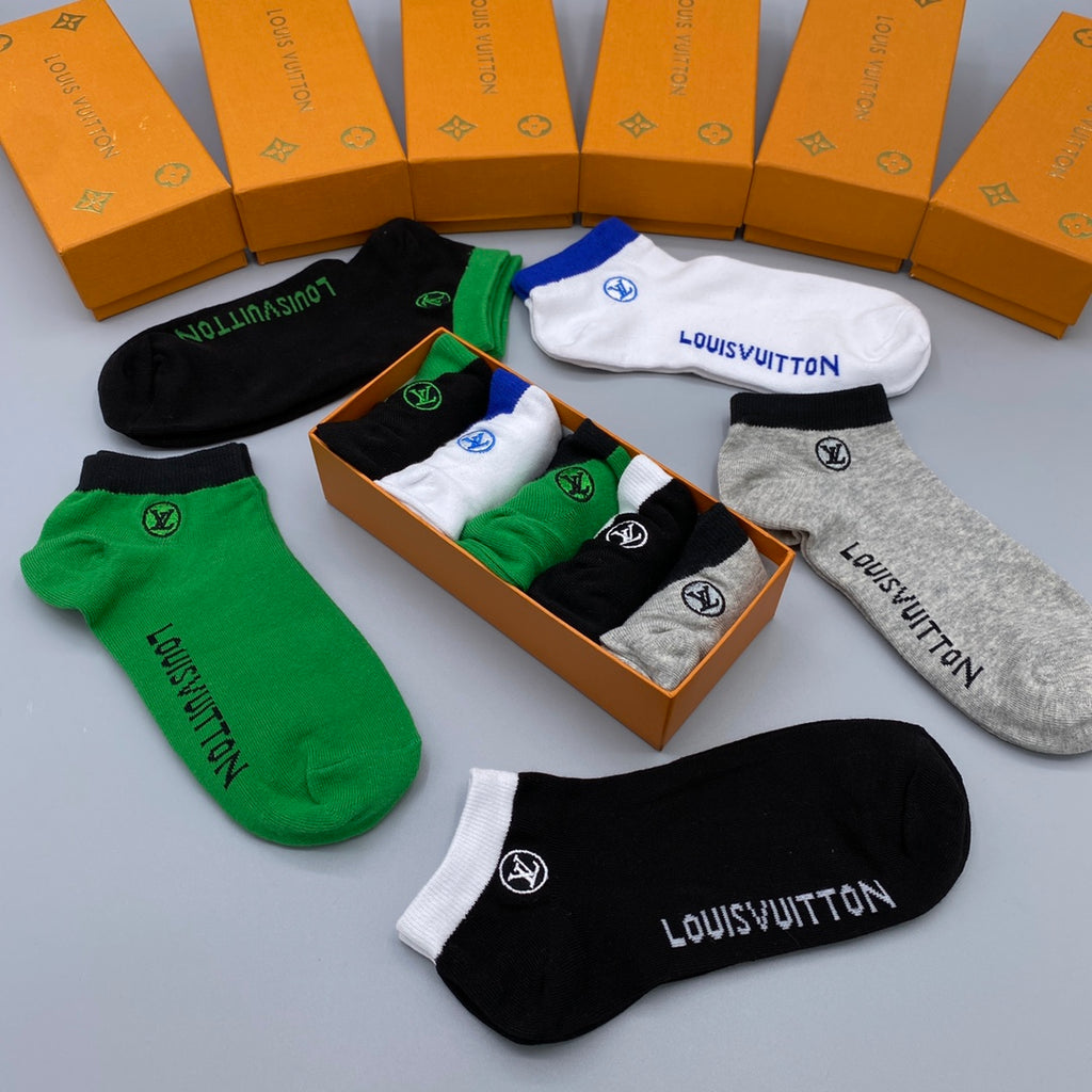 Louis Vuitton Restrained Wordmark Details No-Show Socks - 5-Pair Set