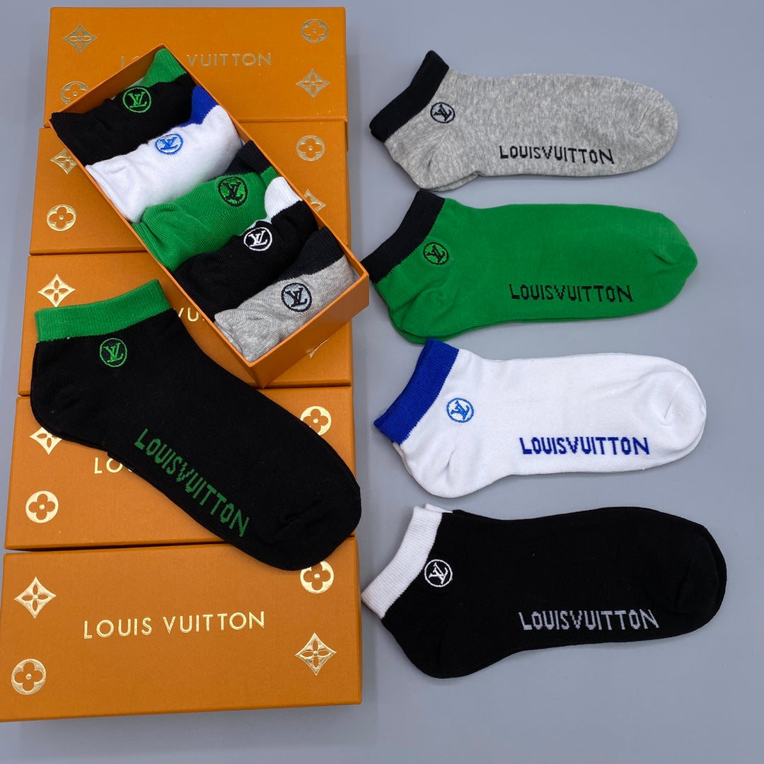Louis Vuitton Restrained Wordmark Details No-Show Socks - 5-Pair Set
