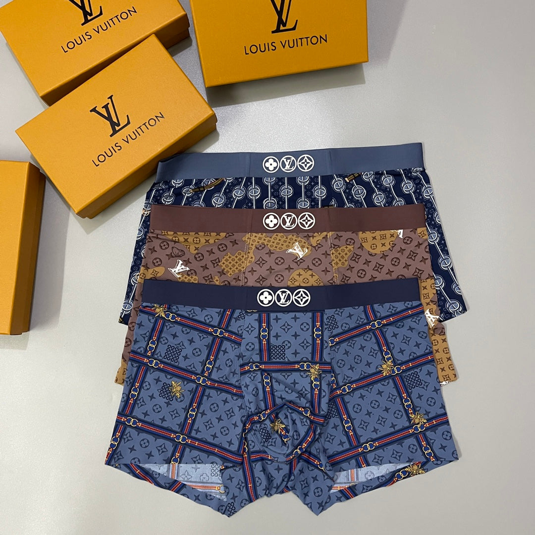 Louis Vuitton All-Over Monogram-Style Motifs Men's Boxer Briefs - 3-Piece Box
