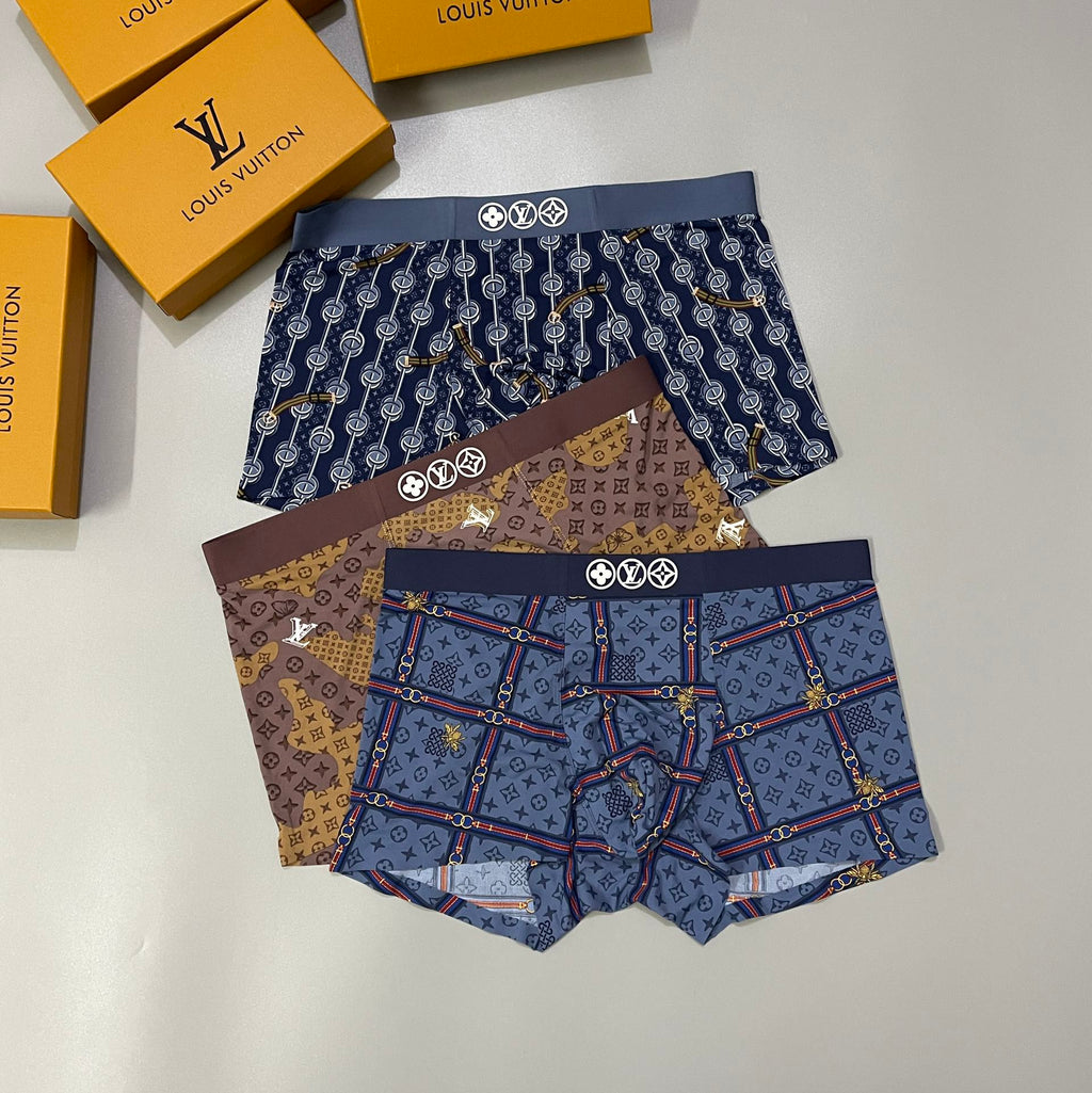 Louis Vuitton All-Over Monogram-Style Motifs Men's Boxer Briefs - 3-Piece Box