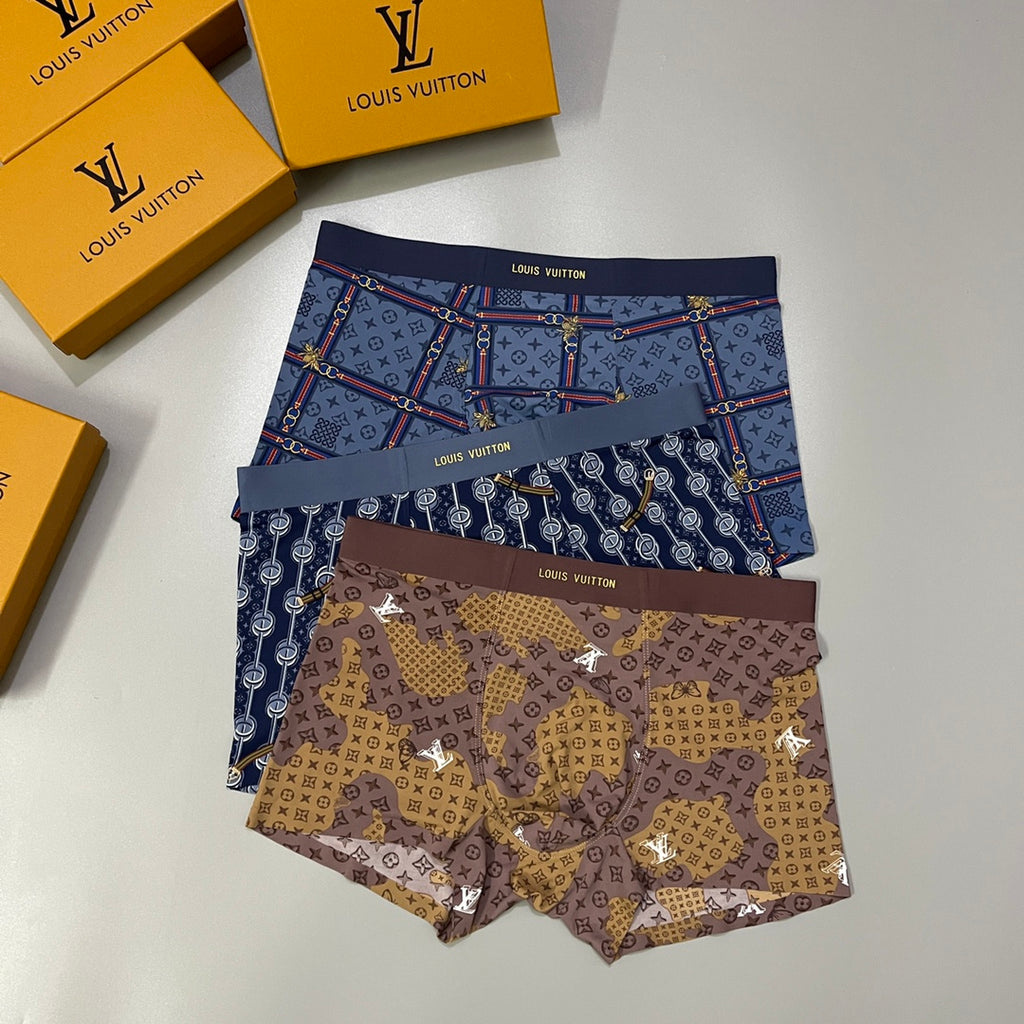 Louis Vuitton All-Over Monogram-Style Prints Men's Boxer Briefs - 3-Piece Box