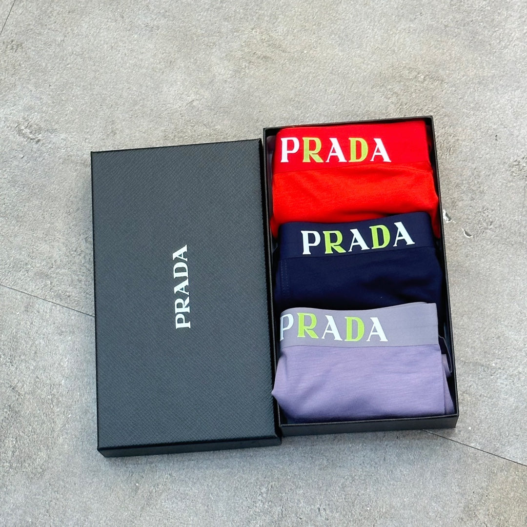 Prada Clean Logo Waistbands Men's Boxer Briefs - 3-Piece Box