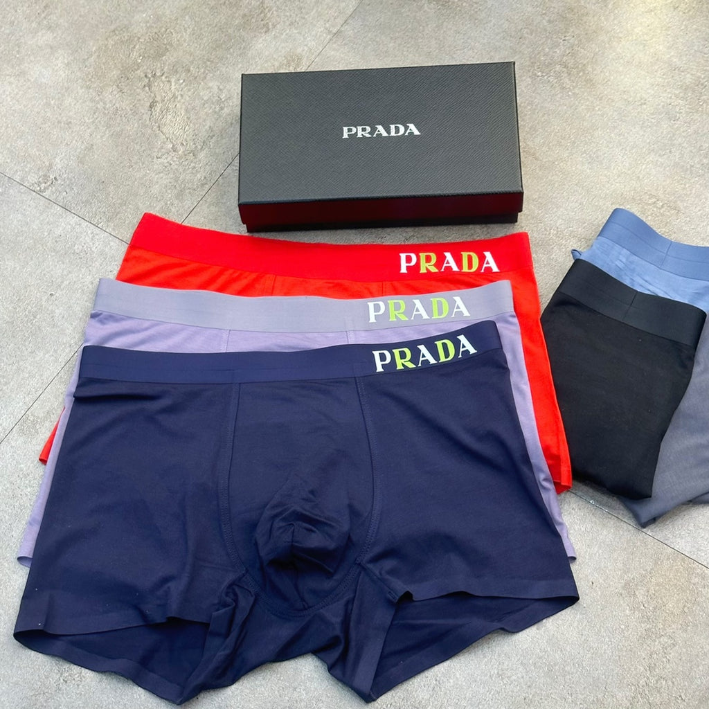 Prada Clean Logo Waistbands Men's Boxer Briefs - 3-Piece Box