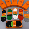 Hermes Cotton Visible Logo, Stripe Or Motif Details Crew Socks - 5-Pair Set