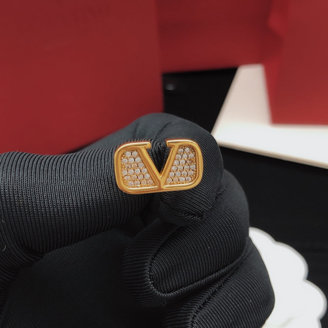 Signature Emblem Crystal-Accent Stud Earrings – Design 03 front view
