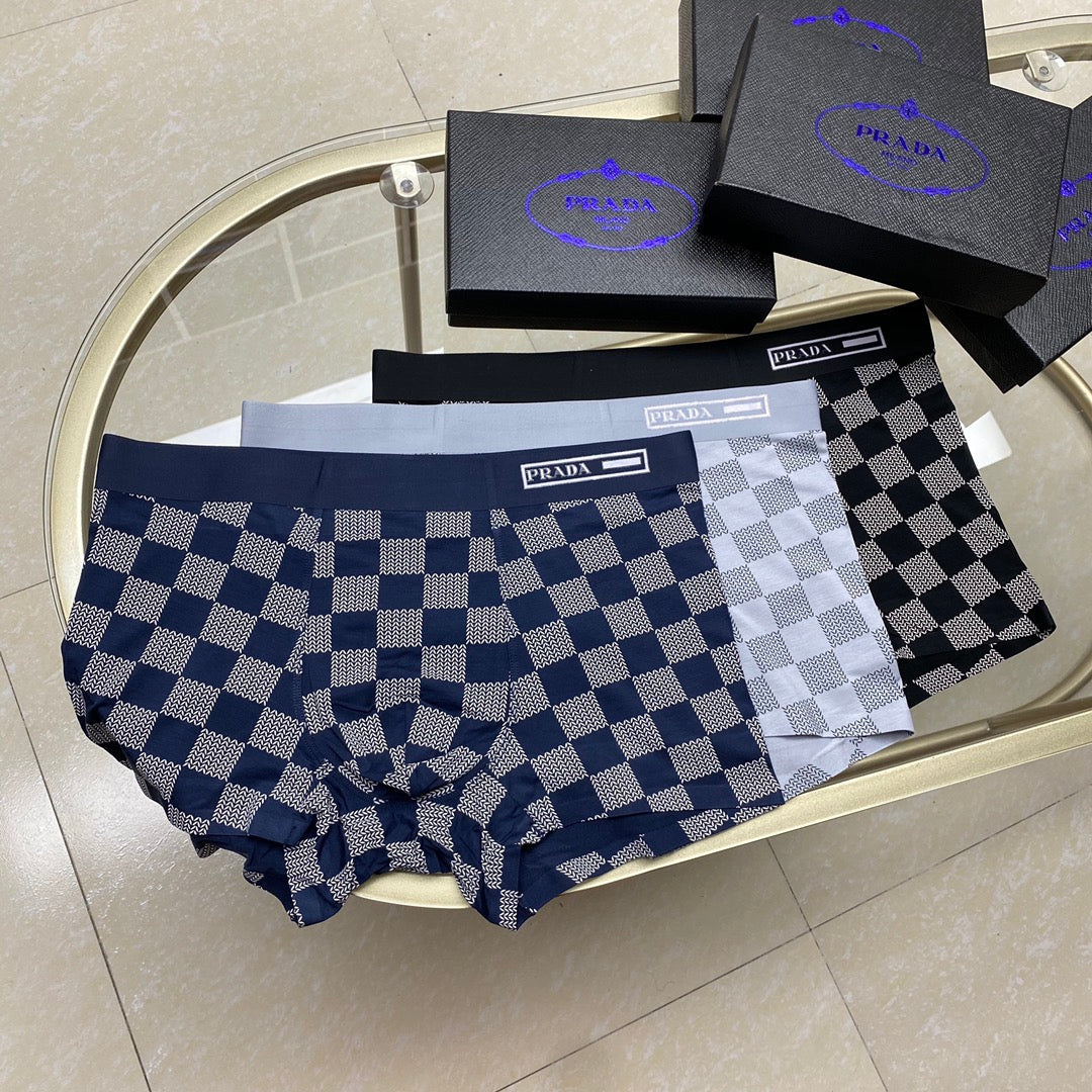 Prada Cotton Clean Logo Waistbands Men's Boxer Briefs - 3-Piece Box