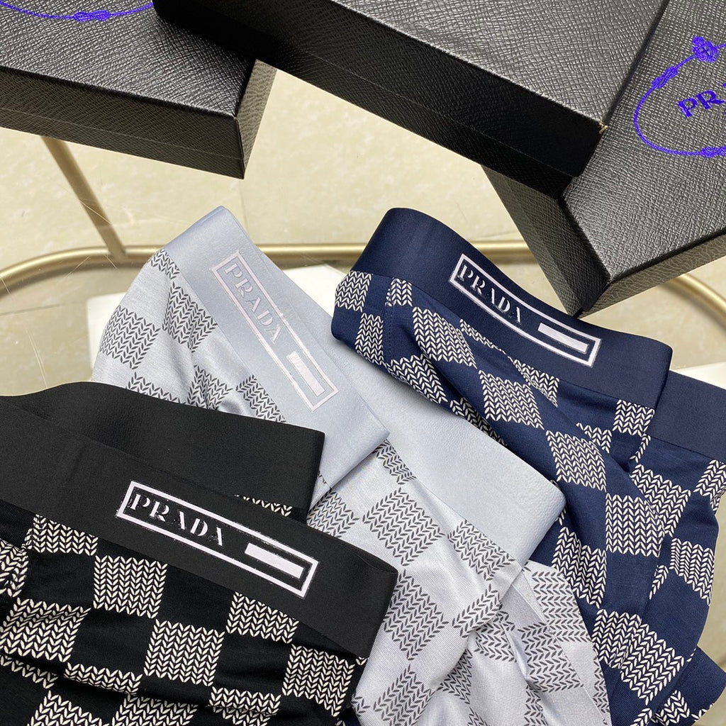 Prada Cotton Clean Logo Waistbands Men's Boxer Briefs - 3-Piece Box