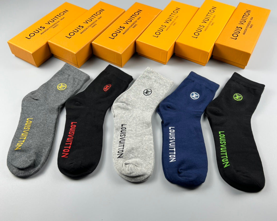 Louis Vuitton Multicolour Ankle Ankle Socks 5-Pair Box Collection