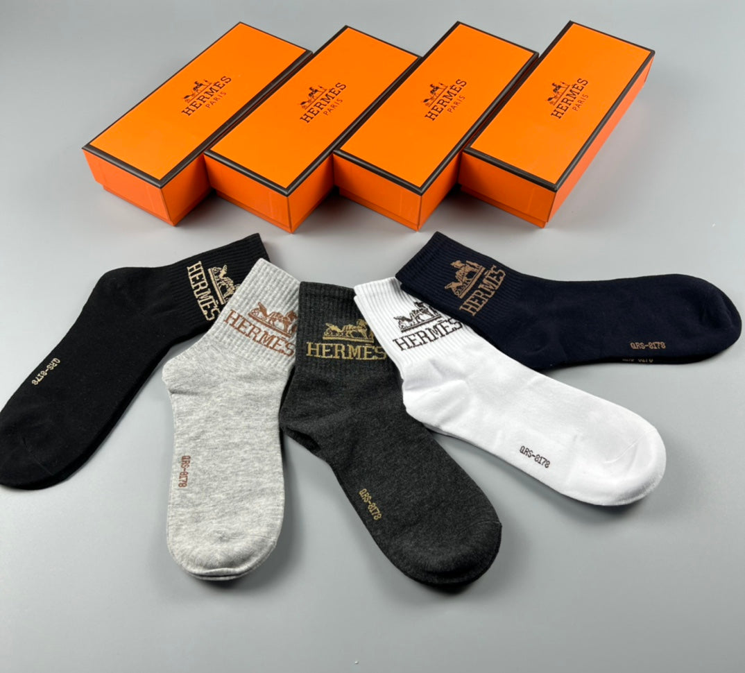 Hermes Cotton Short Socks - 5-Pair Pack