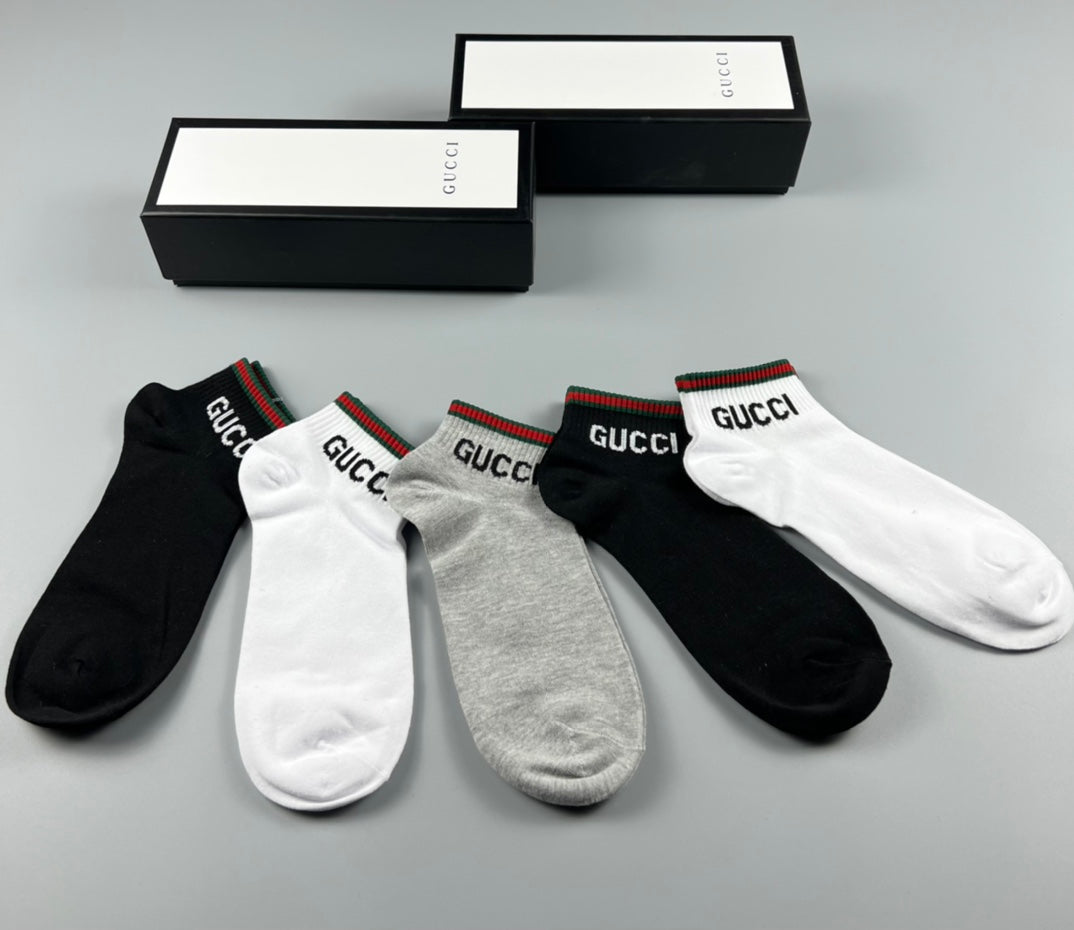 Gucci Red-And-Green Stripe Details No-Show Socks - 5-Pair Set