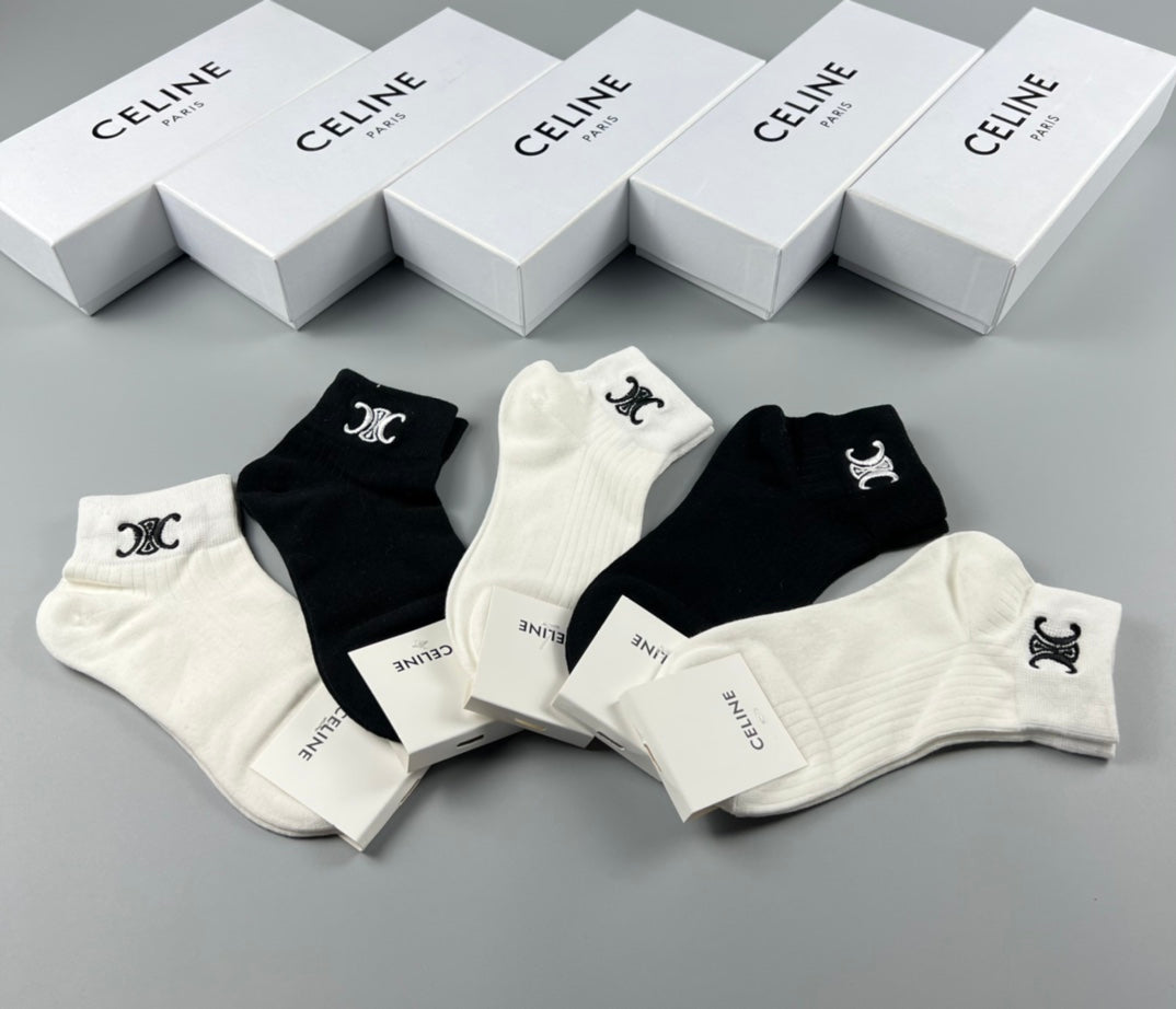 Celine Small Logo Details Ankle Socks