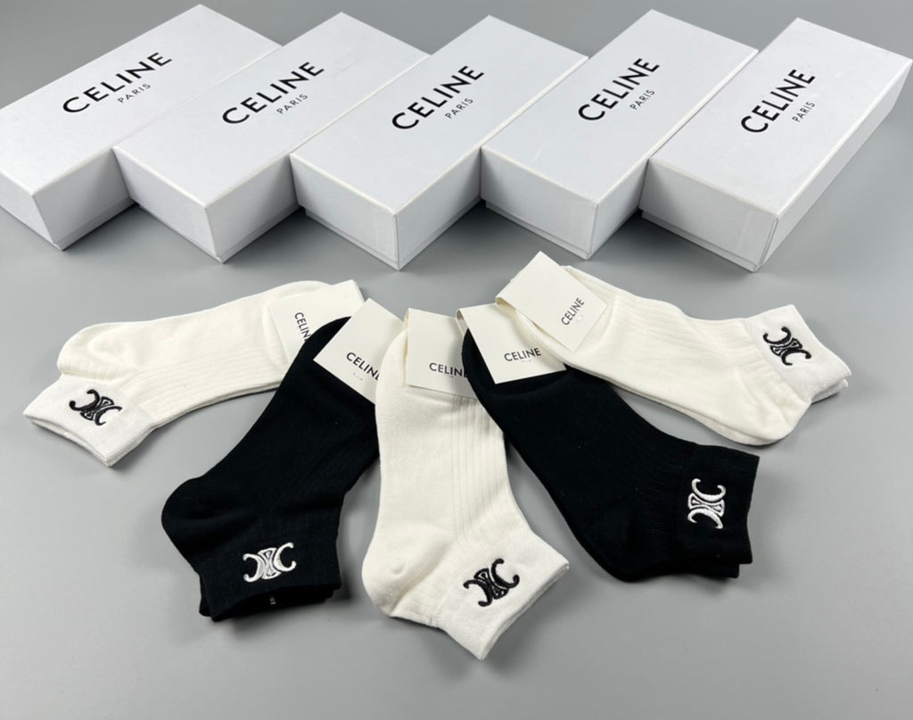 Celine Small Logo Details Ankle Socks