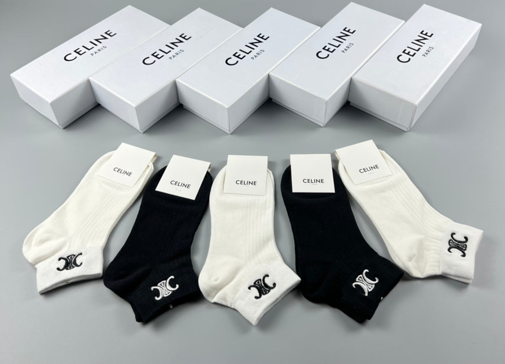 Celine Small Logo Details Ankle Socks