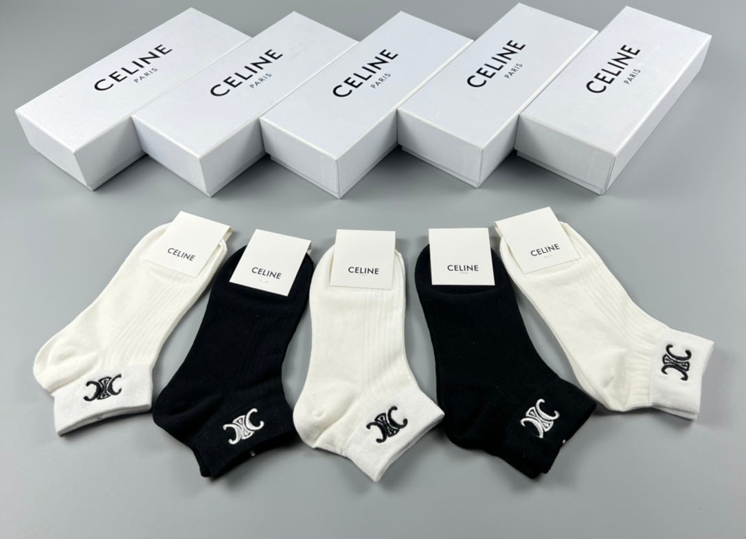Celine Small Logo Details Ankle Socks