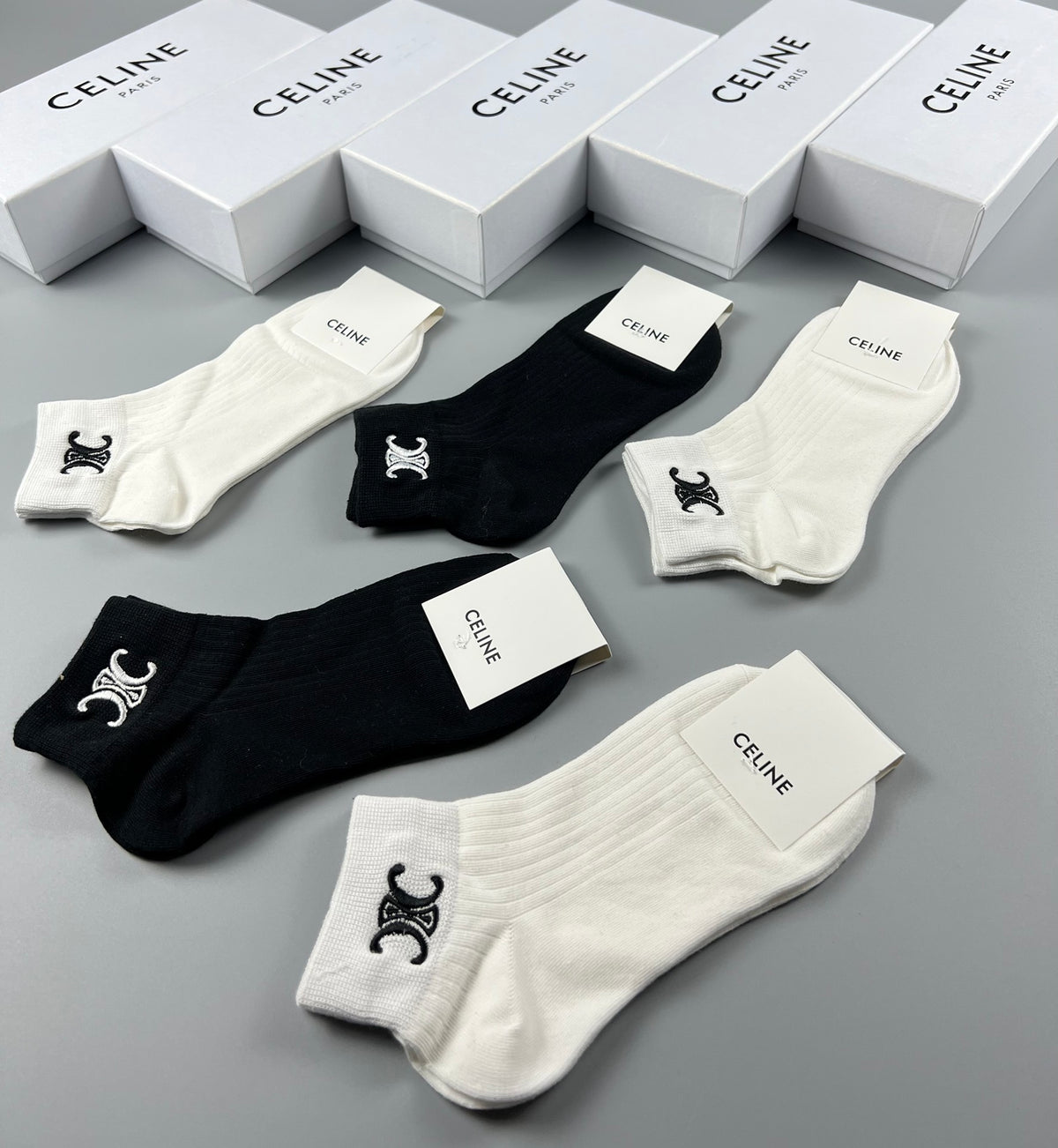 Celine Small Logo Details Ankle Socks