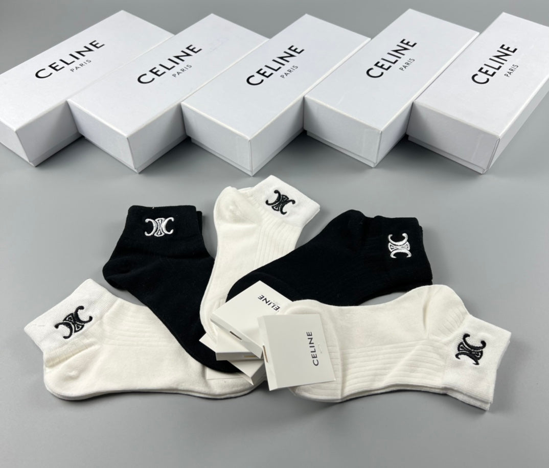 Celine Small Logo Details Ankle Socks