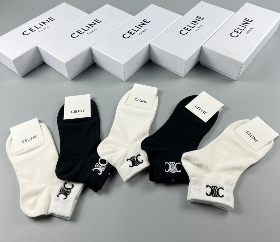 Celine Small Logo Details Ankle Socks