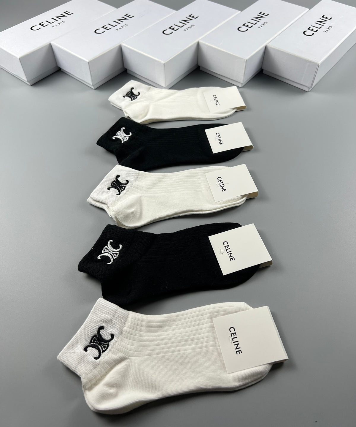 Celine Small Logo Details Ankle Socks